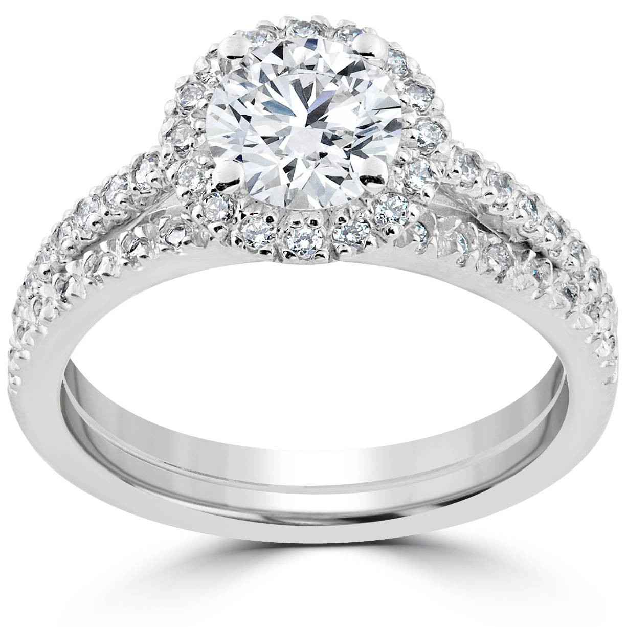 Diamond Wedding Ring Set
 1 1 2 ct Diamond Halo Engagement Wedding Ring Set 14k