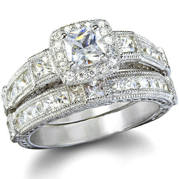 Diamond Wedding Ring Set
 Antique Style Imitation Diamond Wedding Ring Set