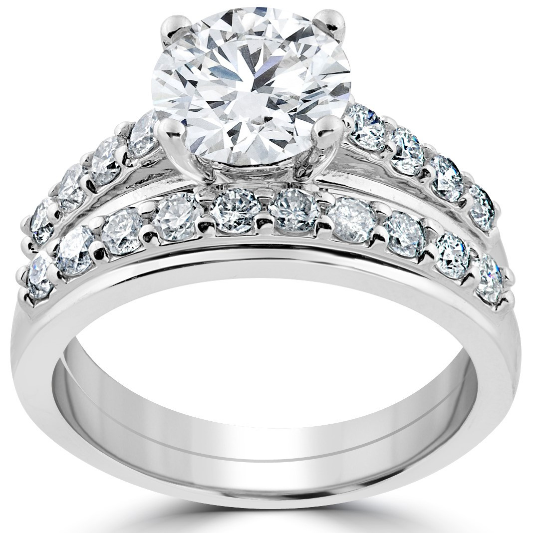 Diamond Wedding Ring Set
 3ct Round Diamond Solitaire Engagement Ring Wedding Band