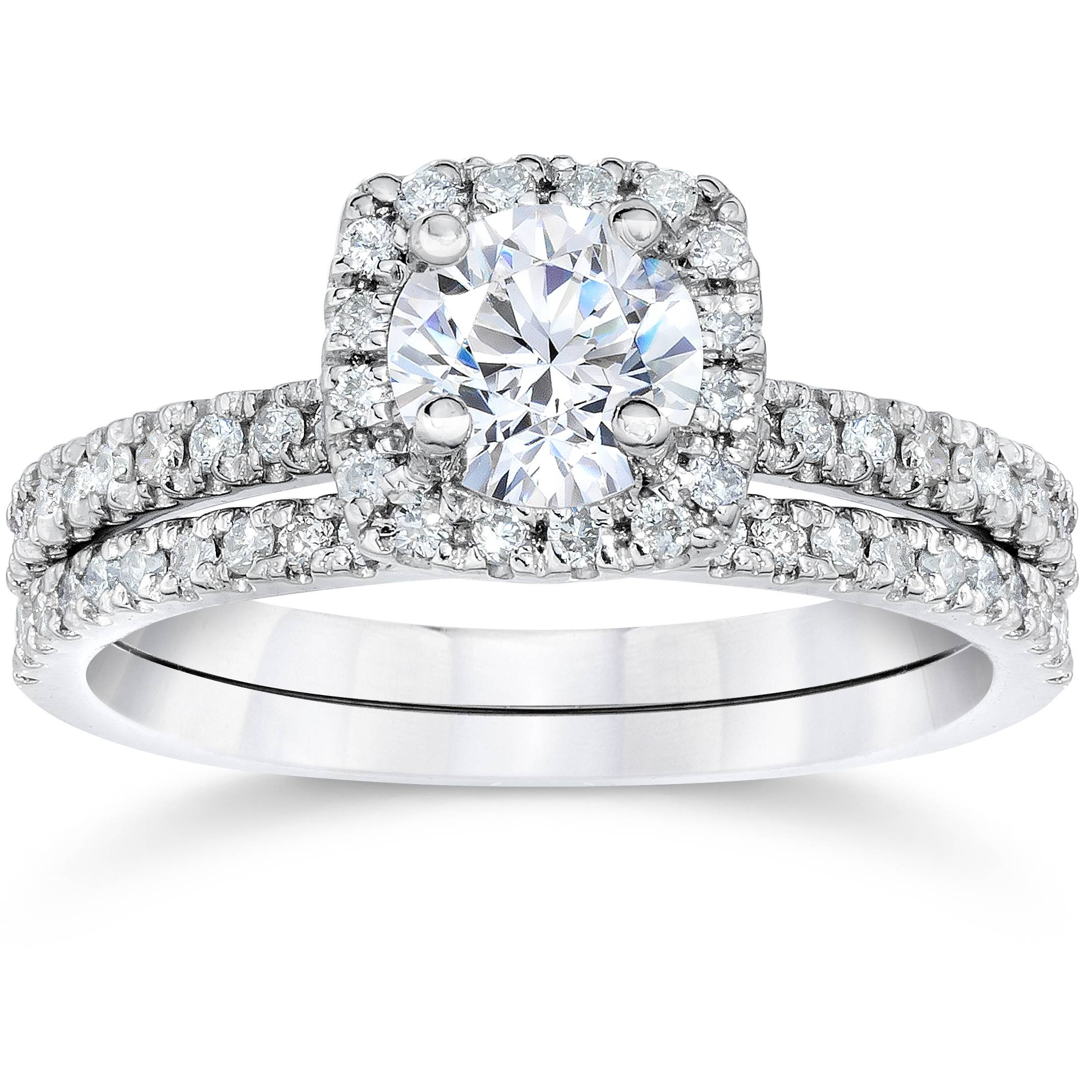 Diamond Wedding Ring Set
 5 8Ct Cushion Halo Real Diamond Engagement Wedding Ring