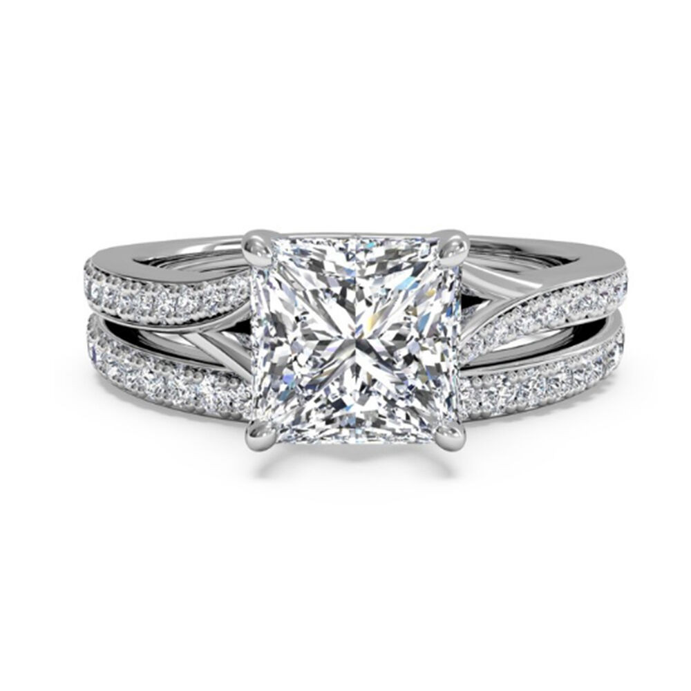 Diamond Wedding Ring Set
 Bridal 1 50ct Diamond Wedding Engagement Ring Set 14K