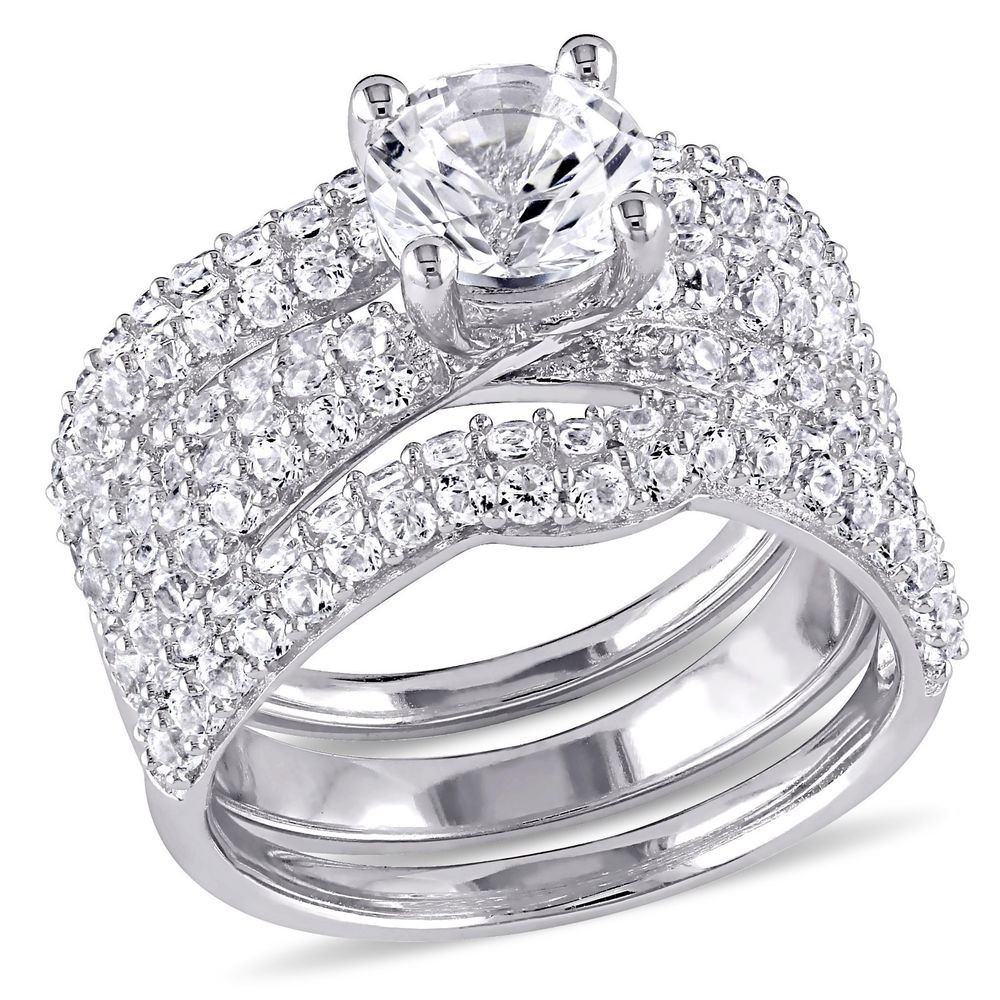 Diamond Wedding Ring Set
 ROUND DIAMOND SAPPHIRE ENGAGEMENT WEDDING RING SET SZ 6 SZ