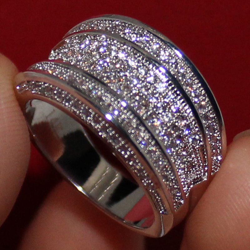Diamonique Wedding Rings
 Diamonique Womens 14K White Gold Filled CZ Paved Wedding