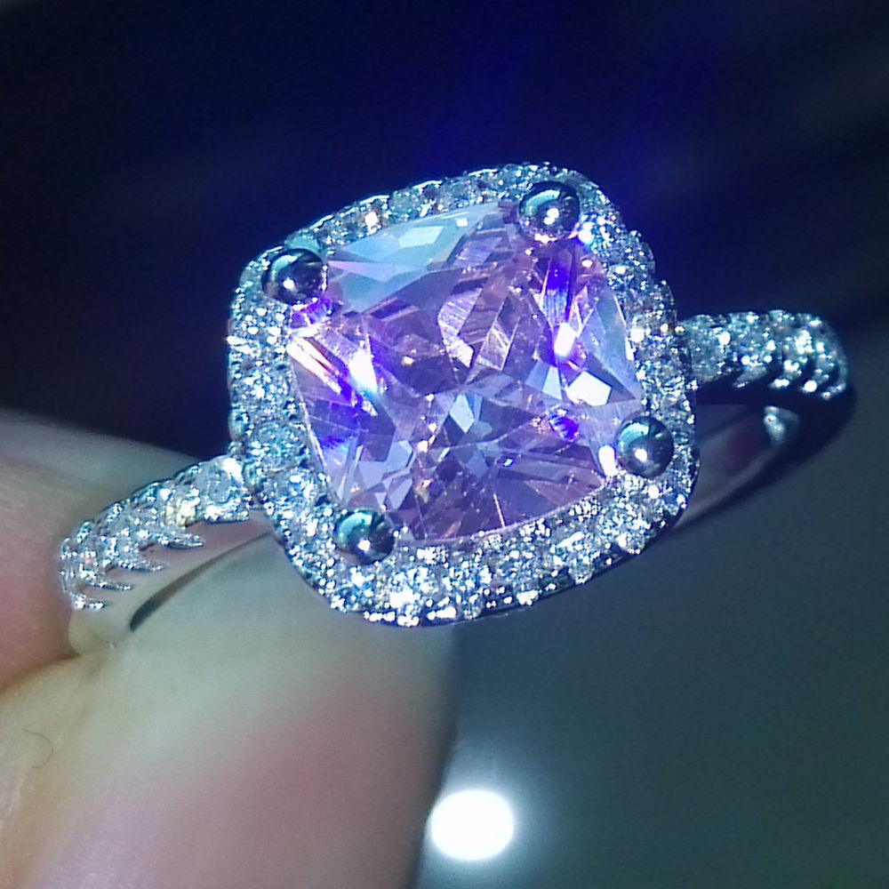 Diamonique Wedding Rings
 Stunning Pave Set Pink Sapphire Diamonique 925 Silver