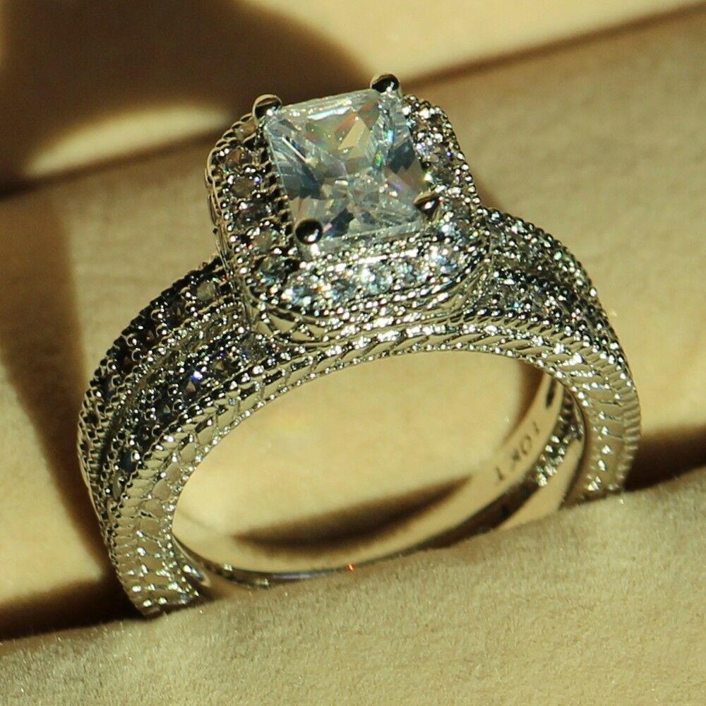 Diamonique Wedding Rings
 Vintage Jewelry Diamonique CZ White Gold Filled Wedding