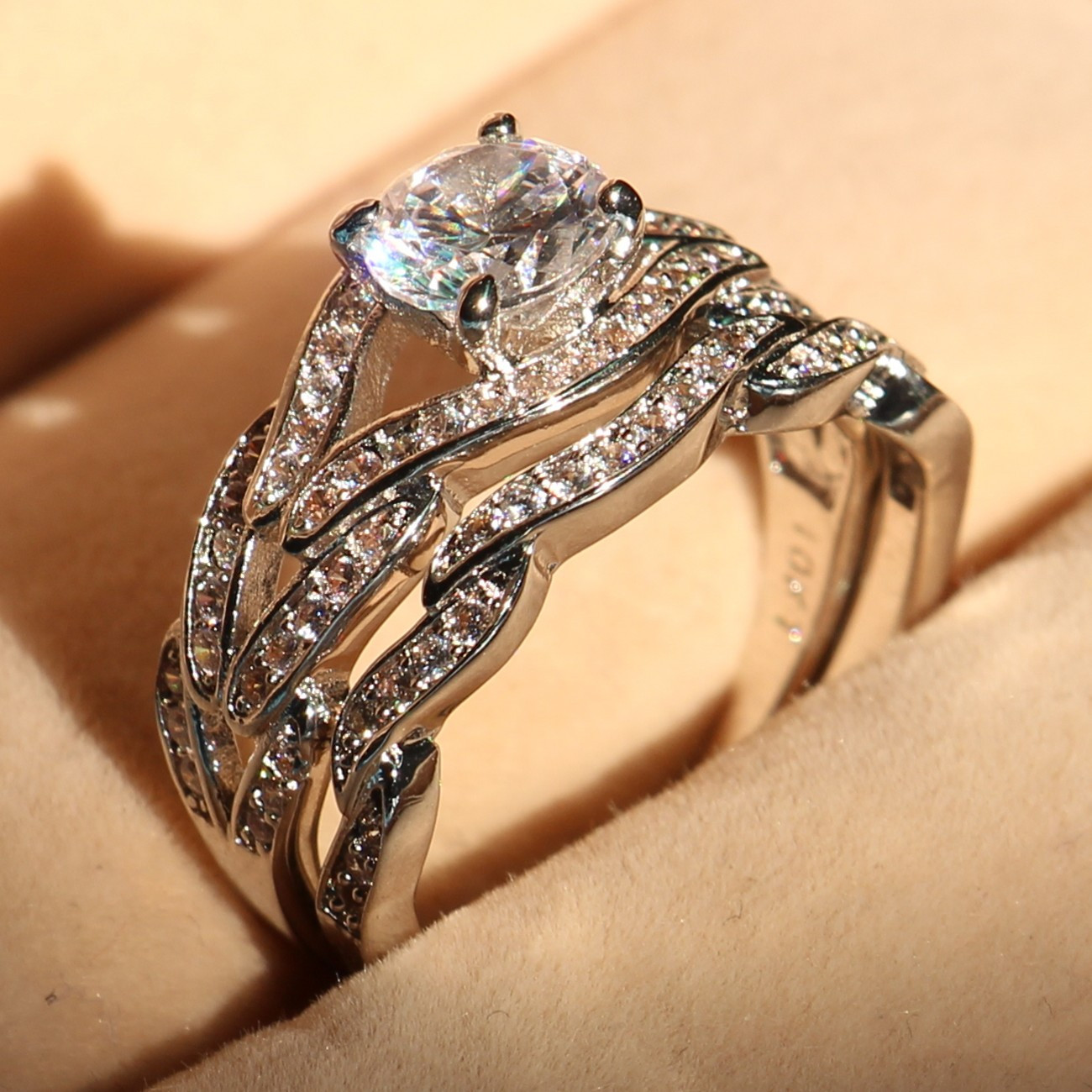Diamonique Wedding Rings
 Genuine 2ct Topaz Diamonique Cz 10KT White Gold Filled