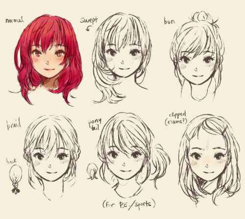 Different Anime Hairstyles
 Different anime hair styles Drawing References