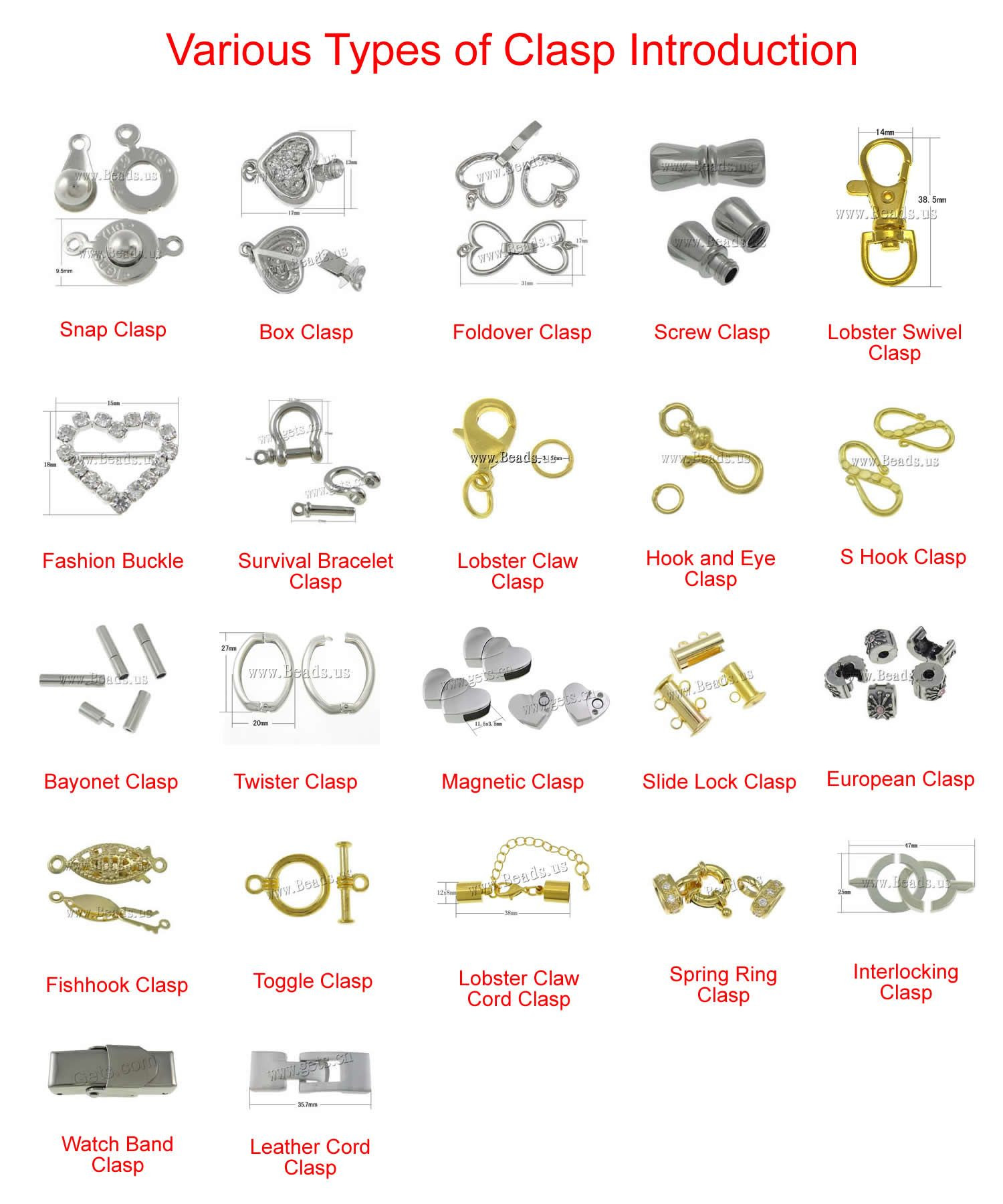 Different Types Of Earrings
 Various Types of Clasp Introduction