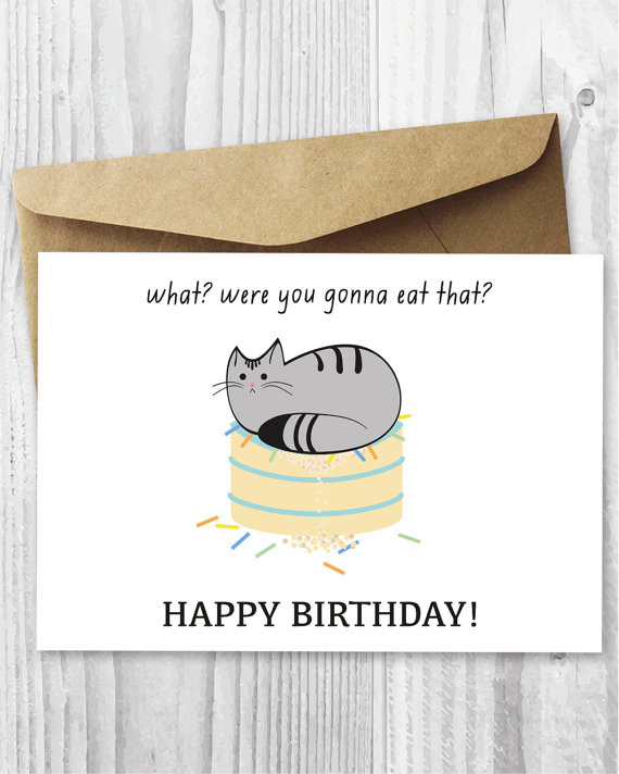 Digital Birthday Card
 Printable Cat Birthday Card Happy Birthday Cat Digital Card