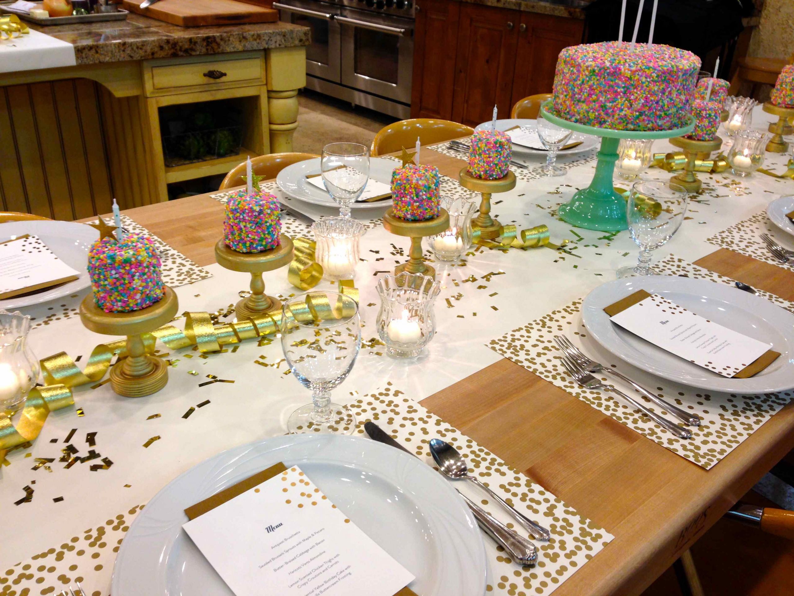 Dinner Birthday Party Ideas
 Birthday Party Rainbow Sprinkles Table Setting