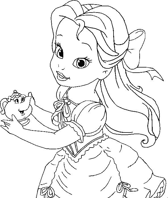 Disney Baby Princess Coloring Pages
 Little Belle Coloring For Kids Princess Coloring Pages