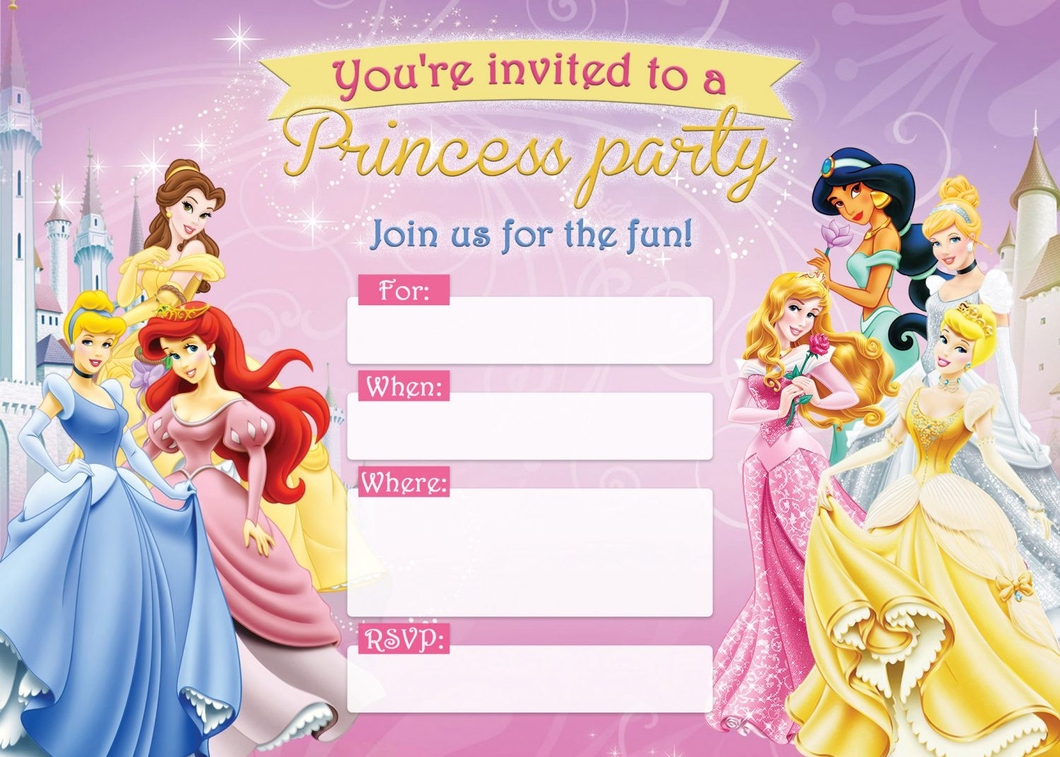Disney Birthday Invitations
 FREE Printable Disney Princess Birthday Invitations – D Is