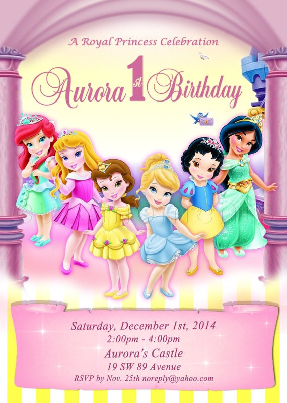 Disney Birthday Invitations
 Digital Disney Toddler Princess Invitation Princess
