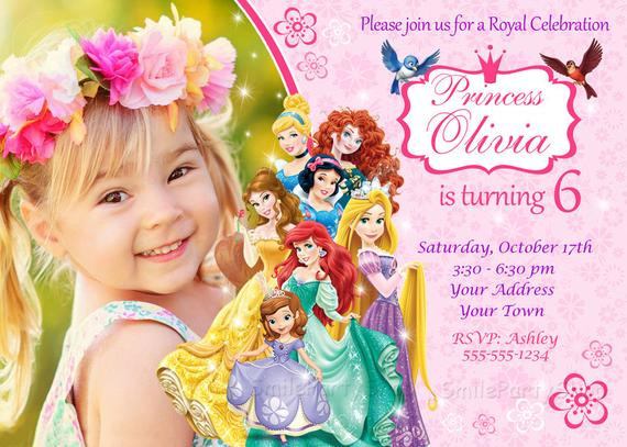 Disney Birthday Invitations
 Disney Princess Invitation Princess Birthday by SmileParty
