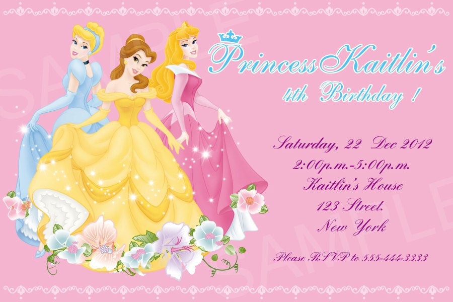 Disney Birthday Invitations
 Disney Princess Invitation Printable by SimplyLoveDesign2012