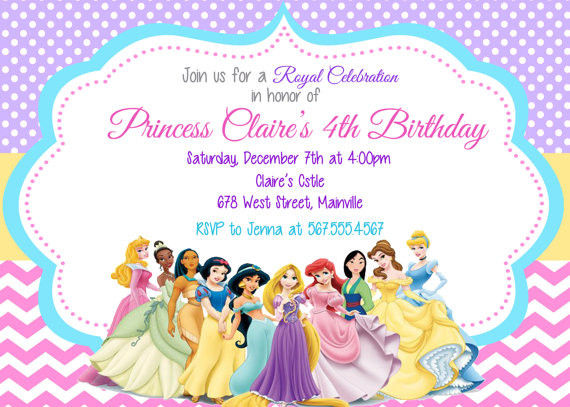 Disney Birthday Invitations
 Princess Invitation Disney Princess Invitation Birthday