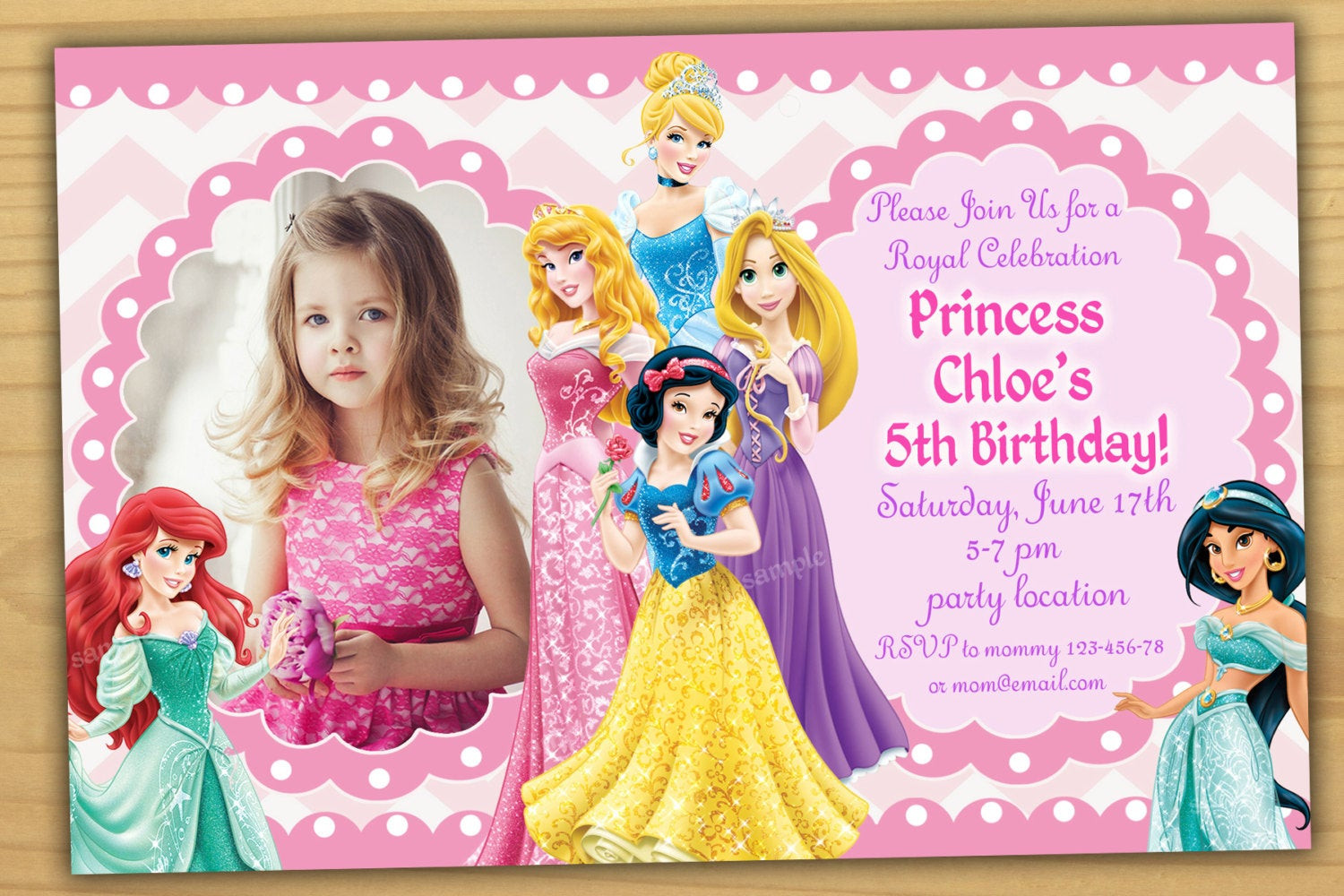 Disney Birthday Invitations
 Sale Disney Princess Birthday Invitation Disney Princess