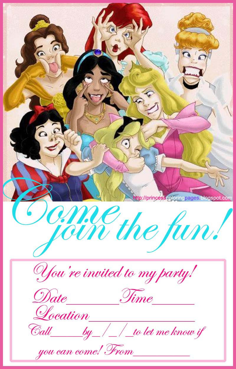 Disney Princess Birthday Party Invitations
 FUNNY DISNEY PRINCESSES FREE PRINTABLE INVITE