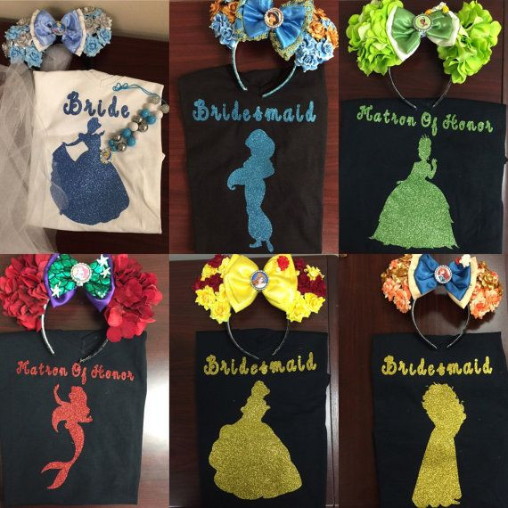 Disney Themed Bachelorette Party Ideas
 Disney princess inspired bridal shirts by