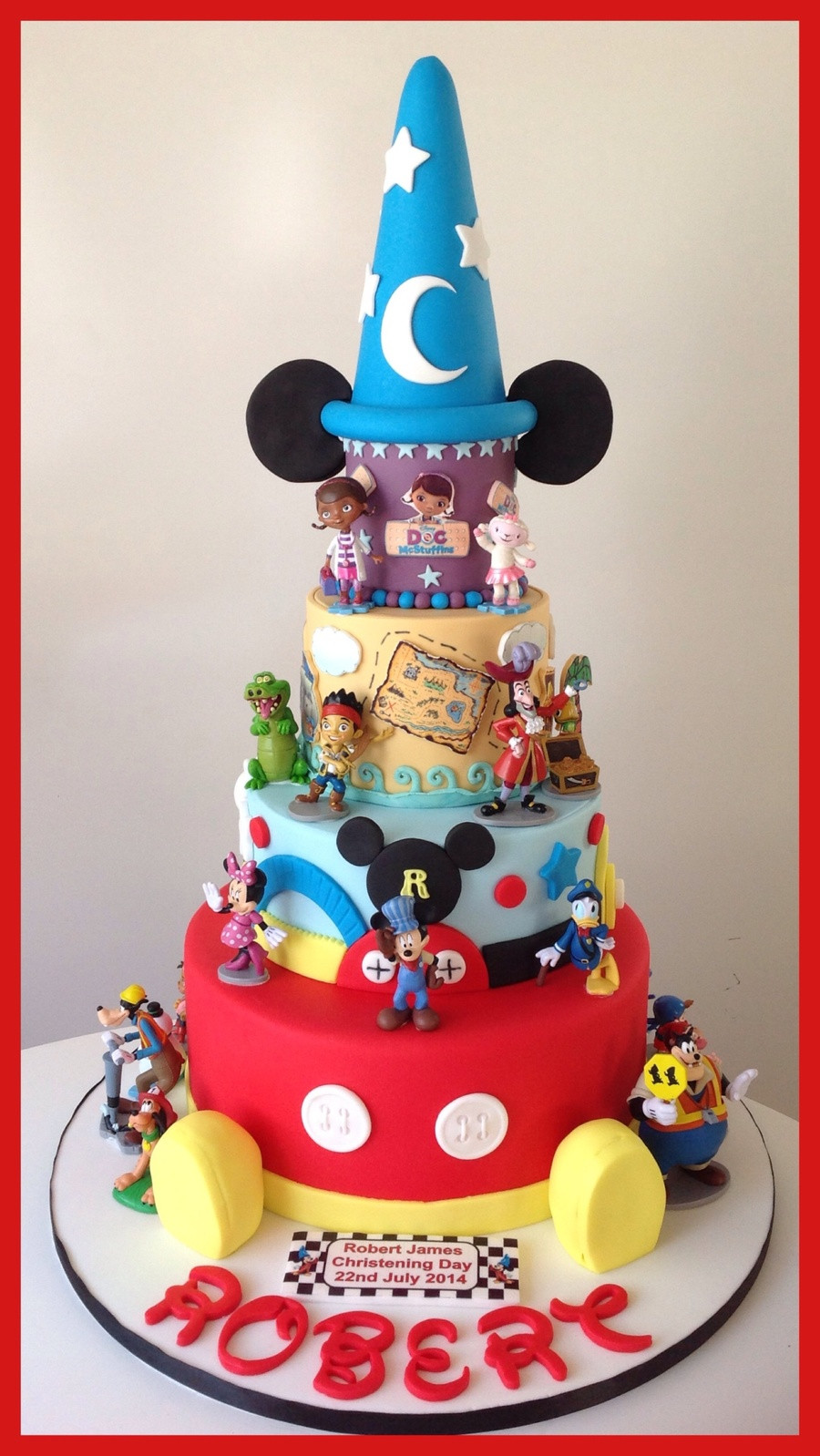 Disney World Birthday Cakes
 My Grandson s Disney Christening Cake CakeCentral