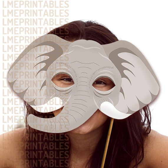 DIY Animal Masks
 Elephant Printable Mask Gray DIY Safari Jungle Animal Masks