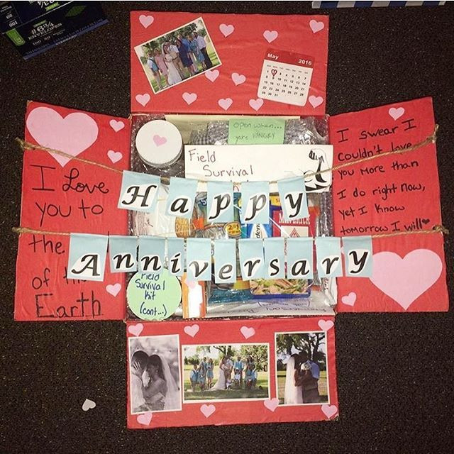 DIY Anniversary Gift For Boyfriend
 "This was my first care package I sent him and also our