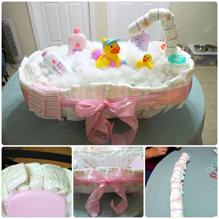 Diy Baby Bath Tub
 Baby tub with diapers all around it Gift