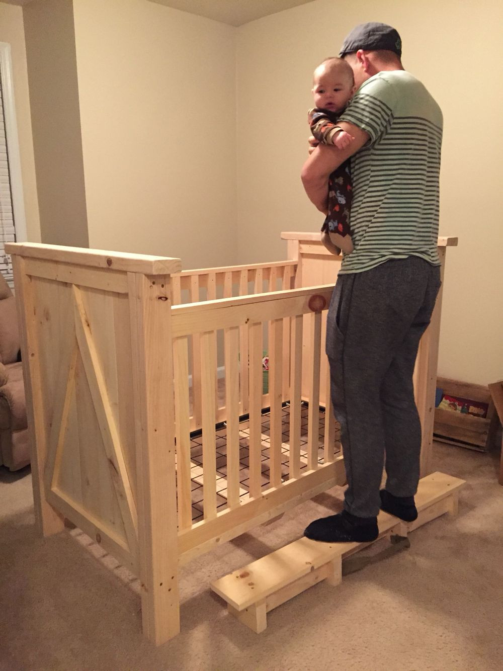 Diy Baby Crib Ideas
 Home made pine wood crib before stain Diy crib