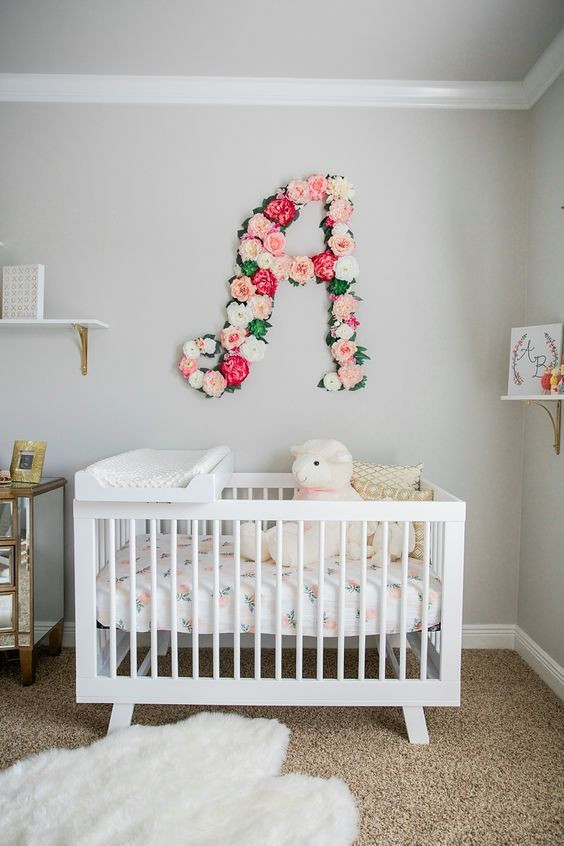 DIY Baby Girl Room Decorations
 Baby girl nursery with floral wall
