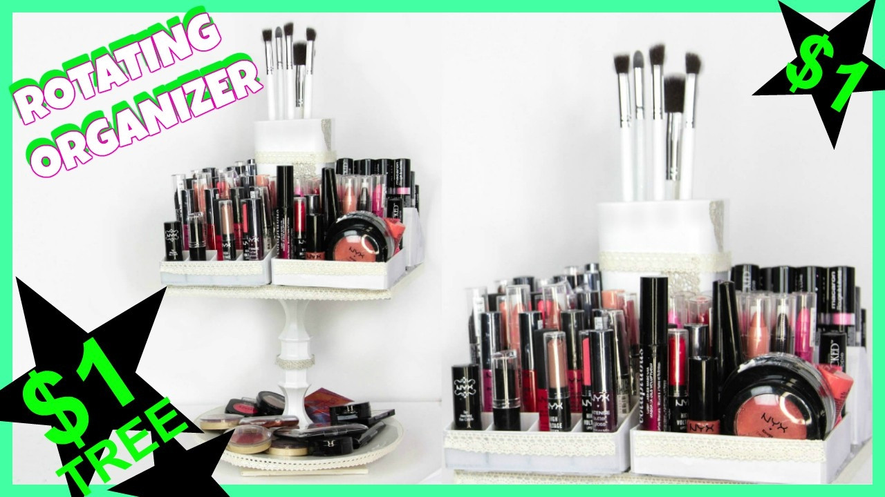 DIY Beauty Organizers
 DIY Rotating Makeup Organizer Dollar Tree
