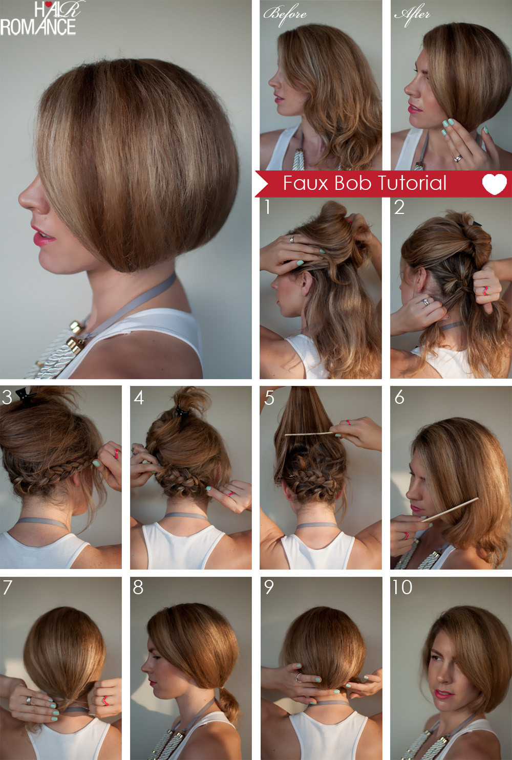 DIY Bob Haircut
 Hair tutorial How to create a faux bob Hair Romance