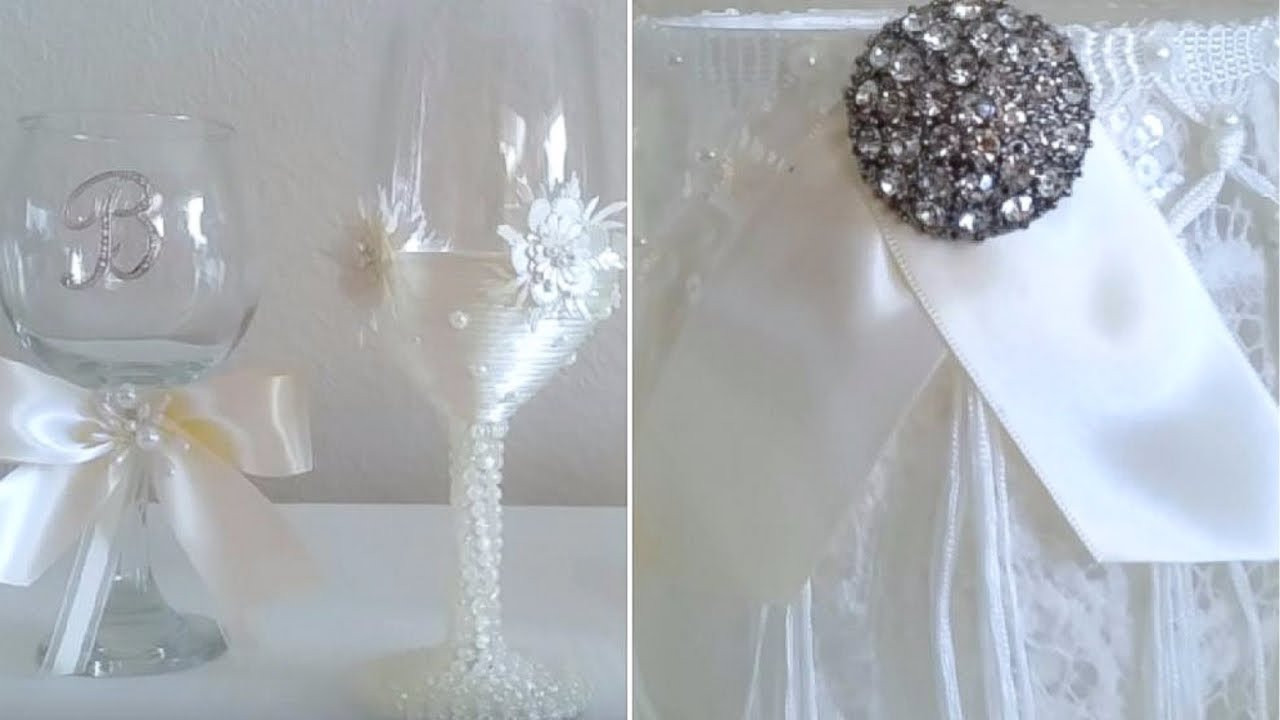DIY Candle Holders Wedding
 INEXPENSIVE BRIDES WINE GLASSES