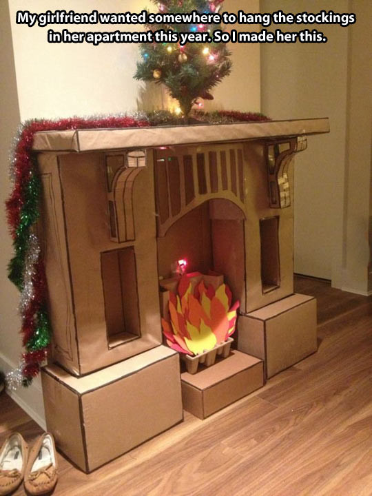 DIY Christmas Fireplace
 Cardboard fireplace…