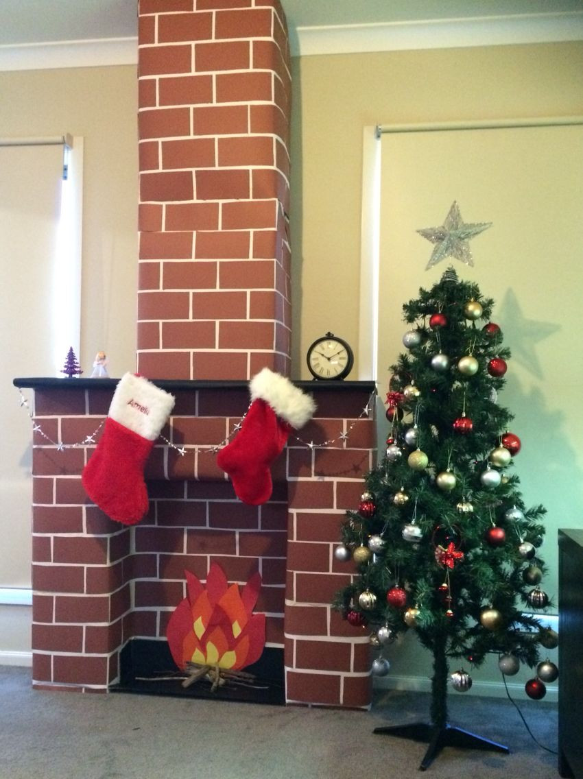 DIY Christmas Fireplace
 Fireplace and Chimney for Santa made with cardboard
