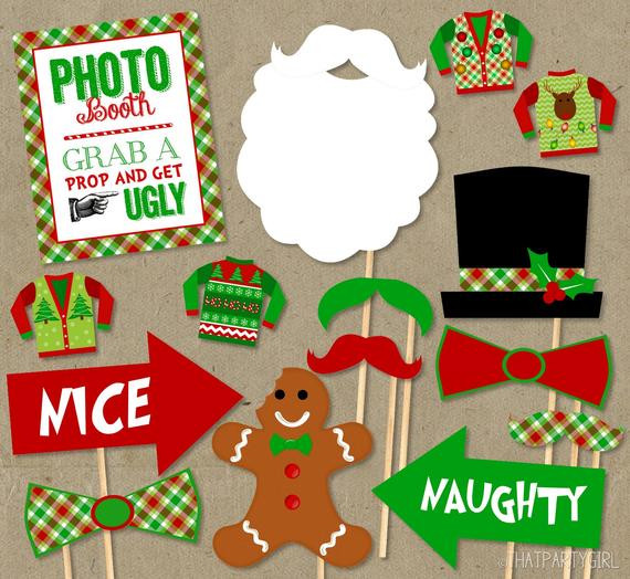 DIY Christmas Photo Props
 Ugly Sweater Party Booth Props Package DIY by
