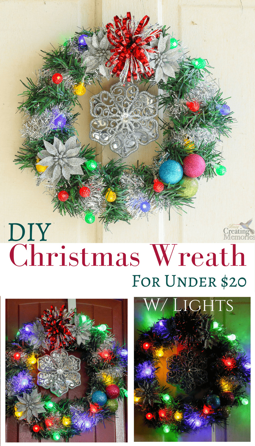DIY Christmas Wreath Pinterest
 How to make an easy DIY Lighted Christmas Wreath for under $20