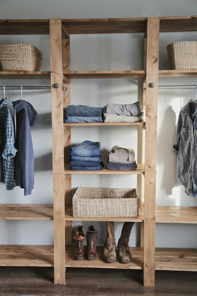 DIY Closet Organizing
 DIY Industrial Style Wood Slat Closet System with