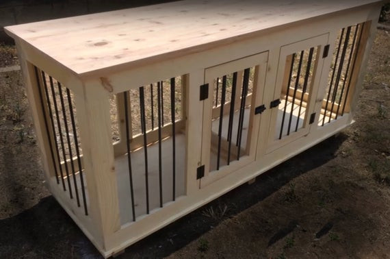 DIY Dog Crate Furniture
 DOUBLE SMALL Handcrafted Rustic Dog Crate by