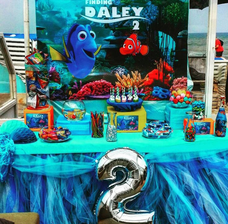 DIY Finding Nemo Decorations
 Finding Dory Party Idea using our Dory Printed Banner