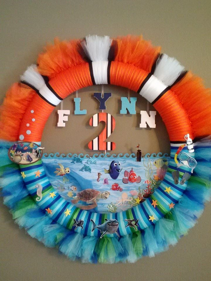 DIY Finding Nemo Decorations
 DIY Finding Nemo birthday tulle wreath Very easy
