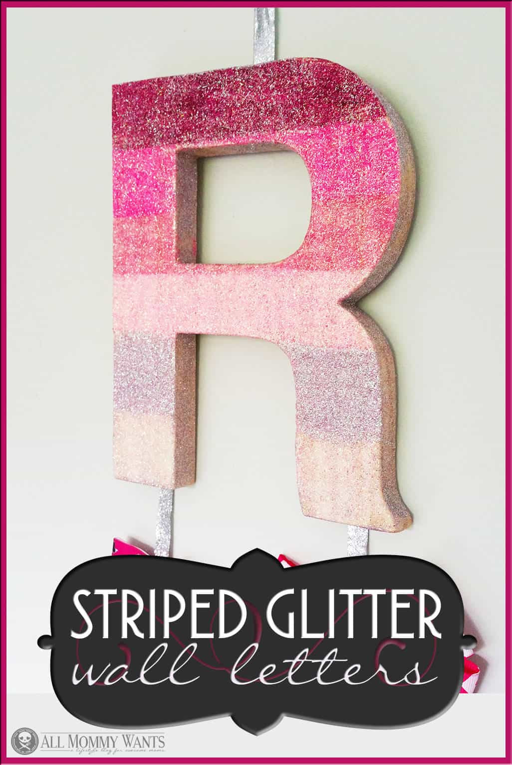 DIY Glitter Wooden Letters
 DIY Striped Glitter Letters Wall Decor