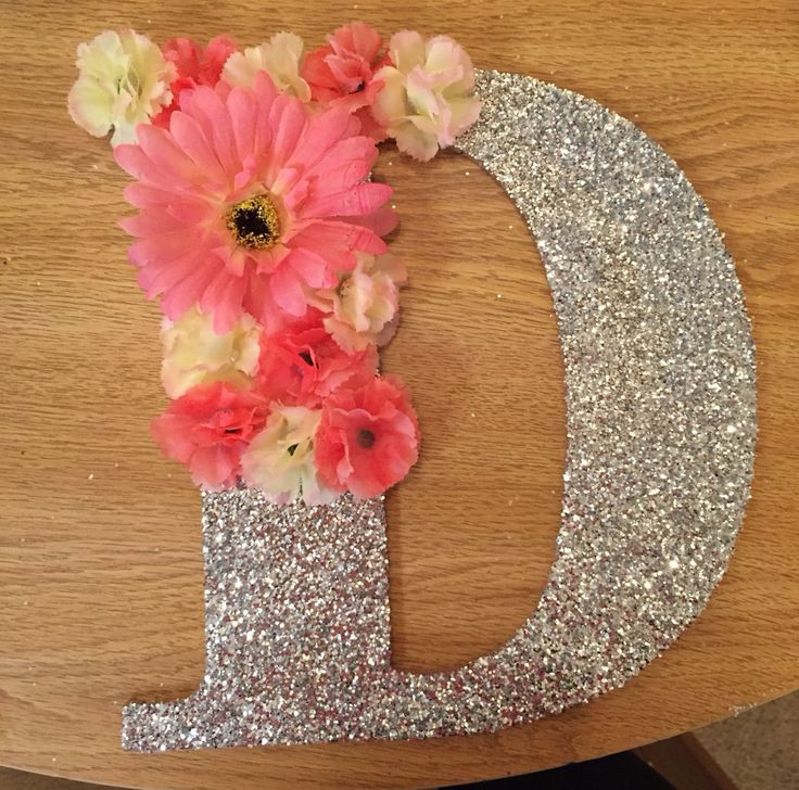 DIY Glitter Wooden Letters
 Decorated Wooden Letter with Flowers Crafts DIY