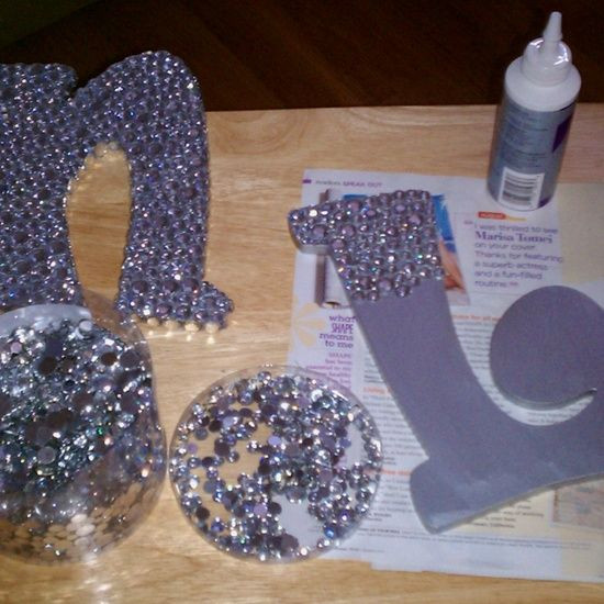 DIY Glitter Wooden Letters
 Rhinestoned letters Easy to make