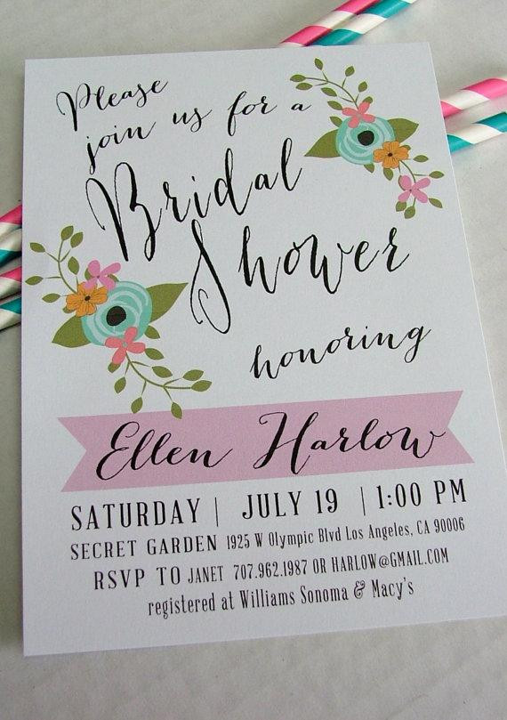 DIY Handwritten Wedding Invitations
 Printable Bridal Shower Invitation Ellen DIY Floral And