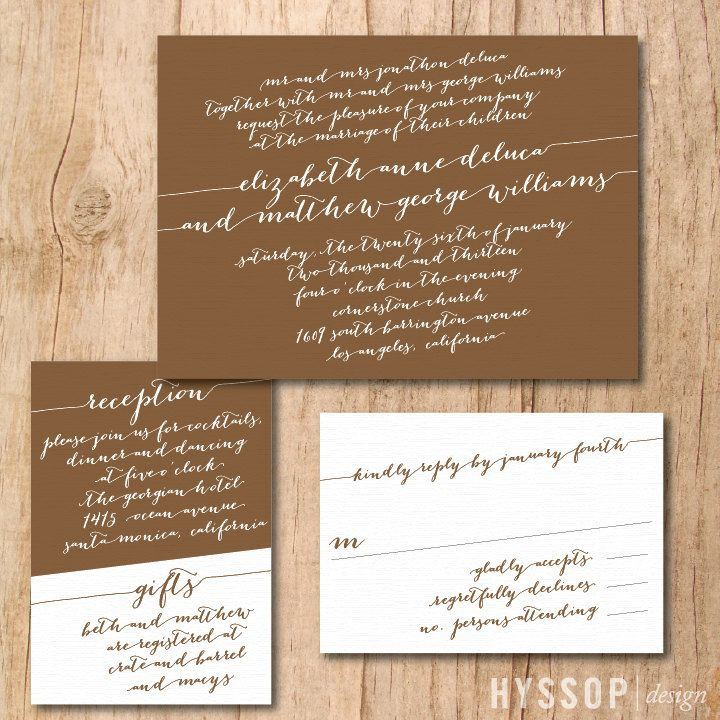 DIY Handwritten Wedding Invitations
 Printable DIY INKWELL Handwritten Calligraphy Script