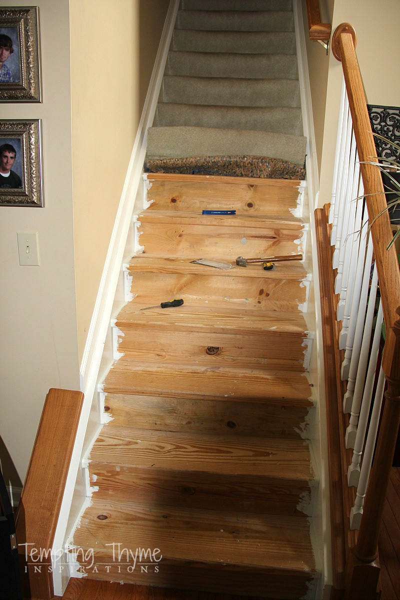 DIY Hardwood Staircase
 Stair Project Begins Removing the Carpet and Prepping the