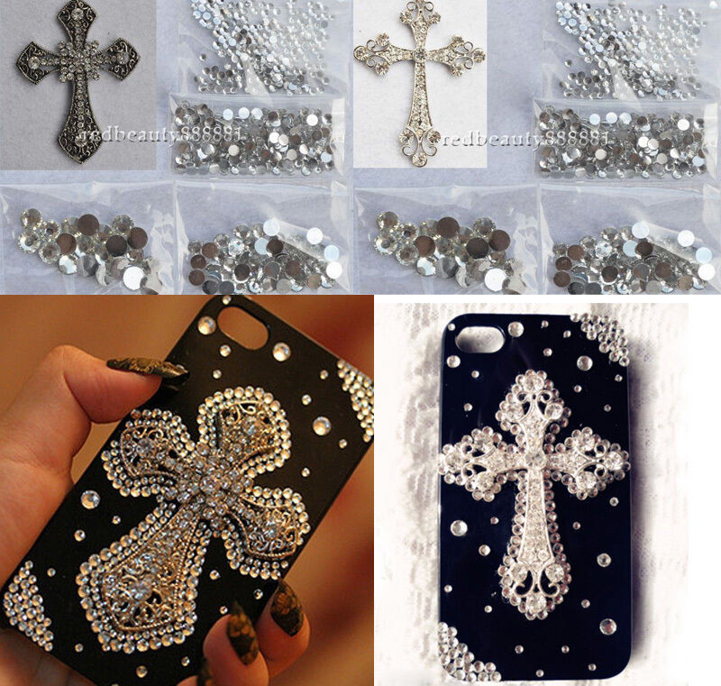 DIY Iphone Case Kit
 3D Alloy Bling Crystal Peace Cross DIY cell Phone iPhone