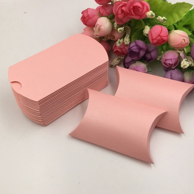 DIY Jewelry Gift Boxes
 100pcs lot pink color pillow boxes DIY Paper t boxes