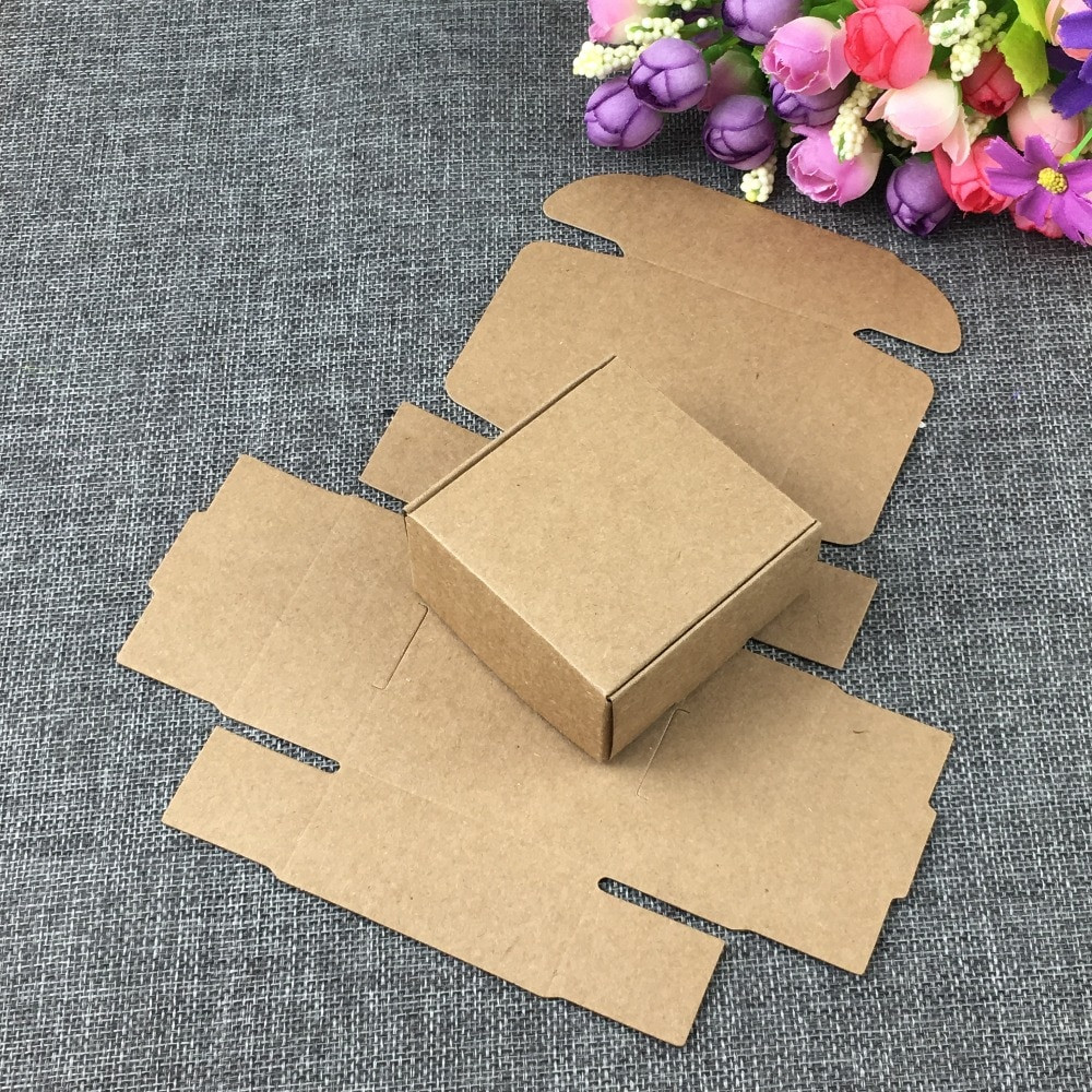 DIY Jewelry Gift Boxes
 100PCS 6 5 6 5 3cm Brown Kraft Gift Boxes Blank Small