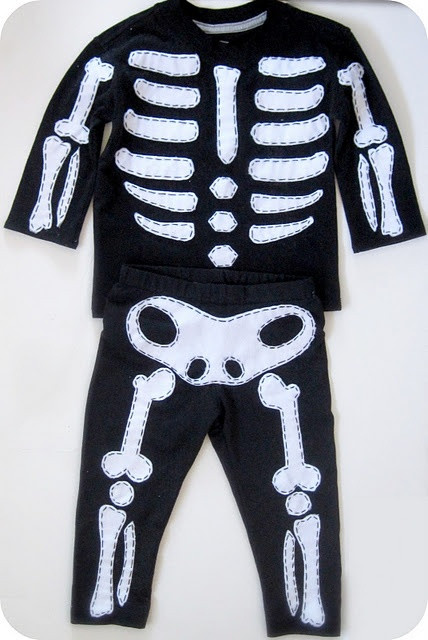 DIY Kids Skeleton Costume
 easy halloween costume DIY Baby Boy